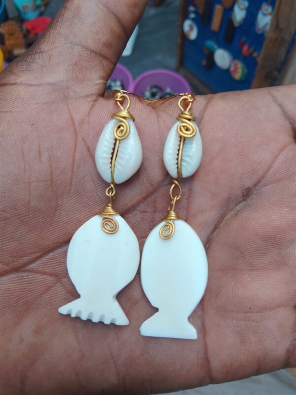 Shelled White Fish Earrings