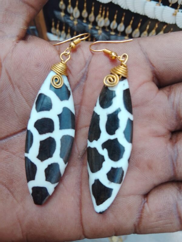 Patched Black and White Earrings