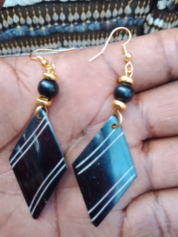 White-Striped Black Earrings